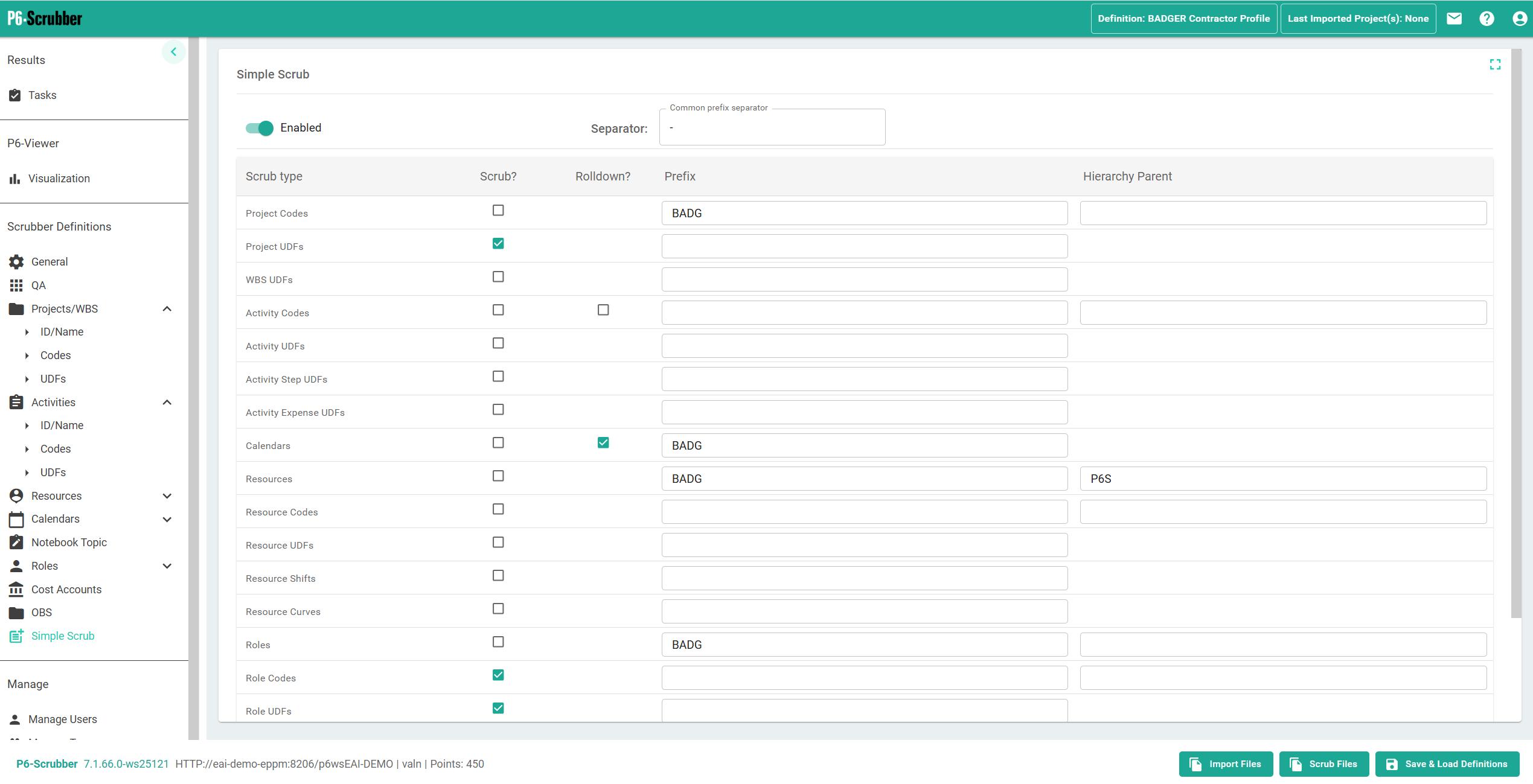 P6-Scrubber - Simple Scrub Configuration