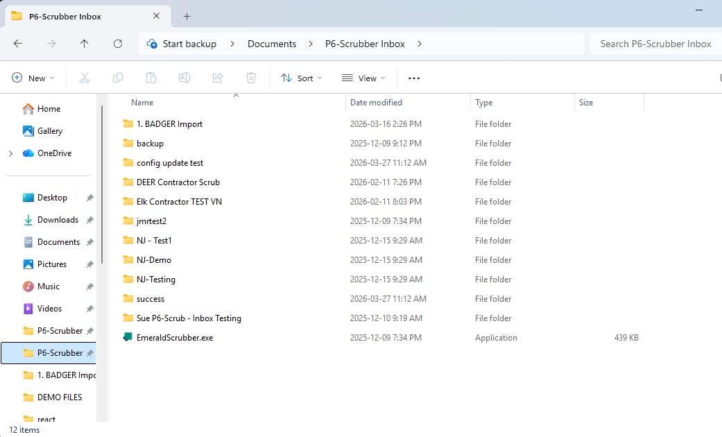 P6-Scrubber - Inbox Folder on PC