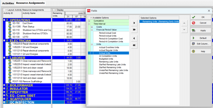 The Resource Assignments Tab in Primavera P6