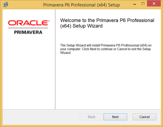 Primavera P6 Setup Wizard